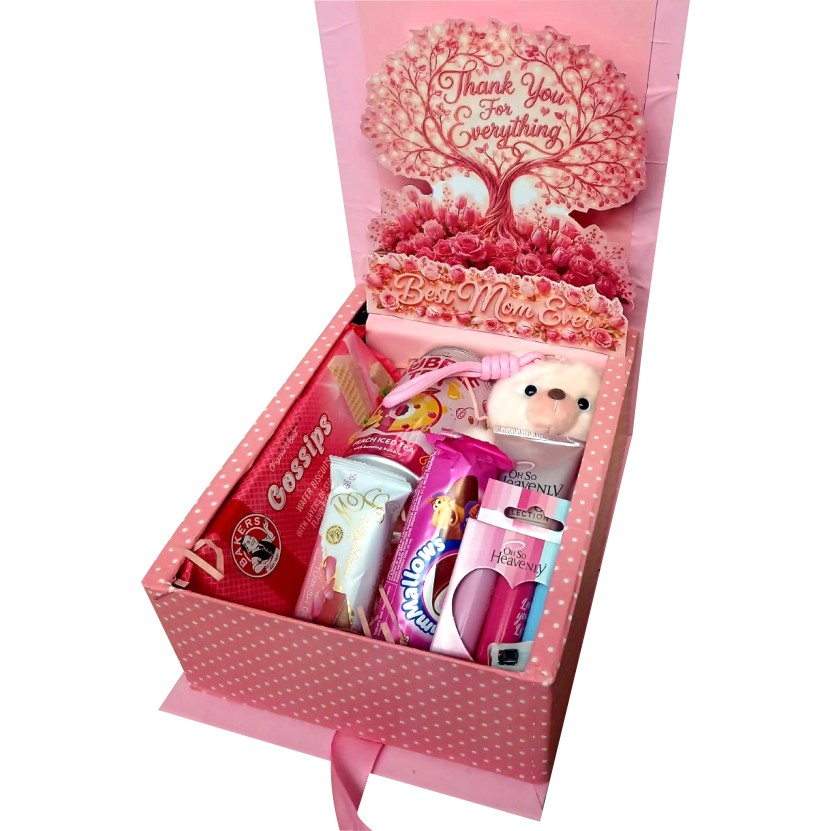 Best Mom Ever 3D LED Reveal Gift Hamper Treats and Essentials Pop-Up Love