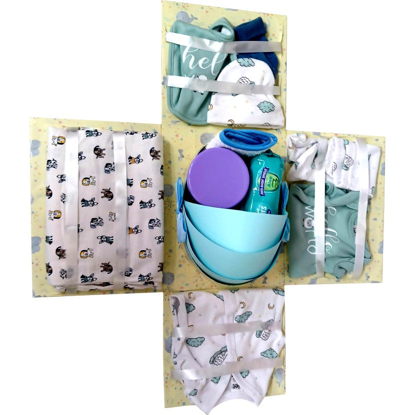 Blue Prince Cradle Baby Shower Explosion Box | Pop-Up Gift Hamper