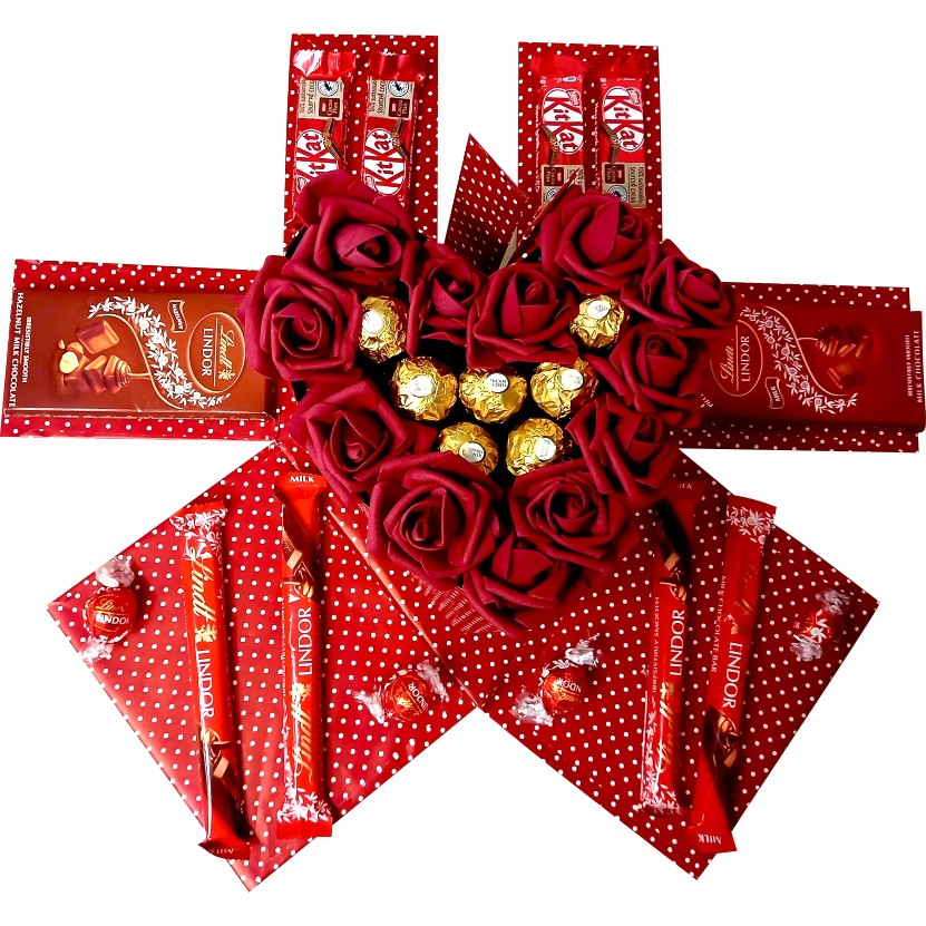Prestige Popping Heart | Everlasting Flower & Chocolate Explosion Box | Gift Hamper