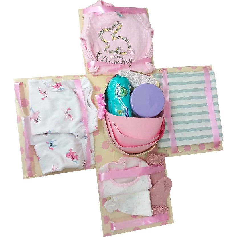 Pink Princess | Cradle Baby Shower Explosion Box | Pop-Up Gift Hamper