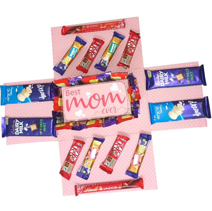 Best Mom Ever |2-layer Chocolate & Snack Tower Explosion Box | Gift Hamper