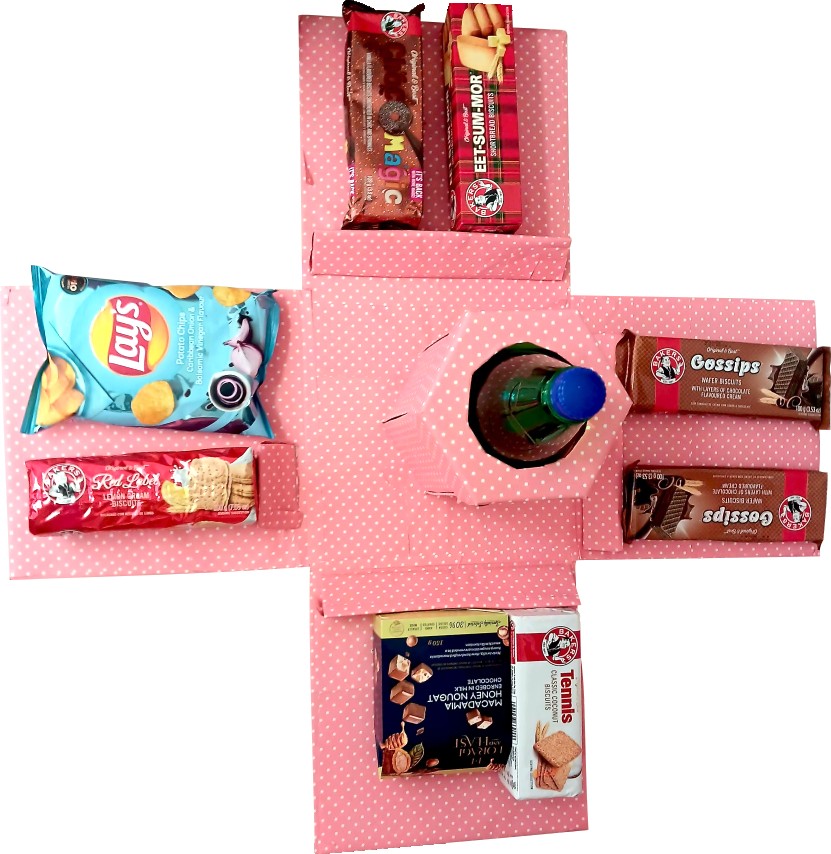 Pink Indulgence | The Ultimate 2-Layer Sip & Snack Explosion | Pop-Up Love Gift Hamper