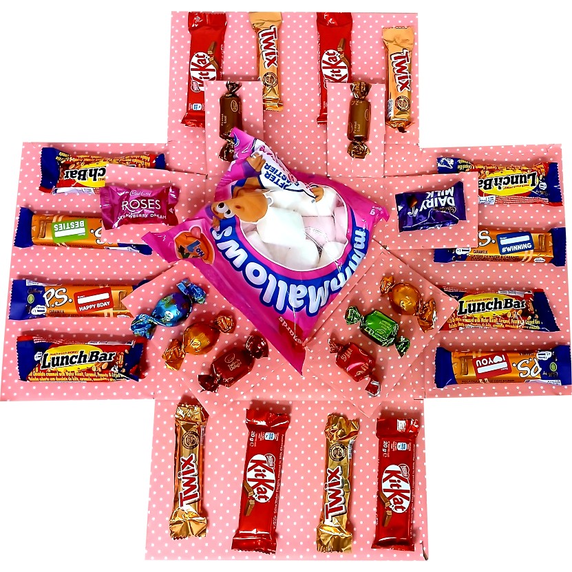 Pink Love | Forever flower & Chocolate 2-Layer Explosion Box | Gift Hamper