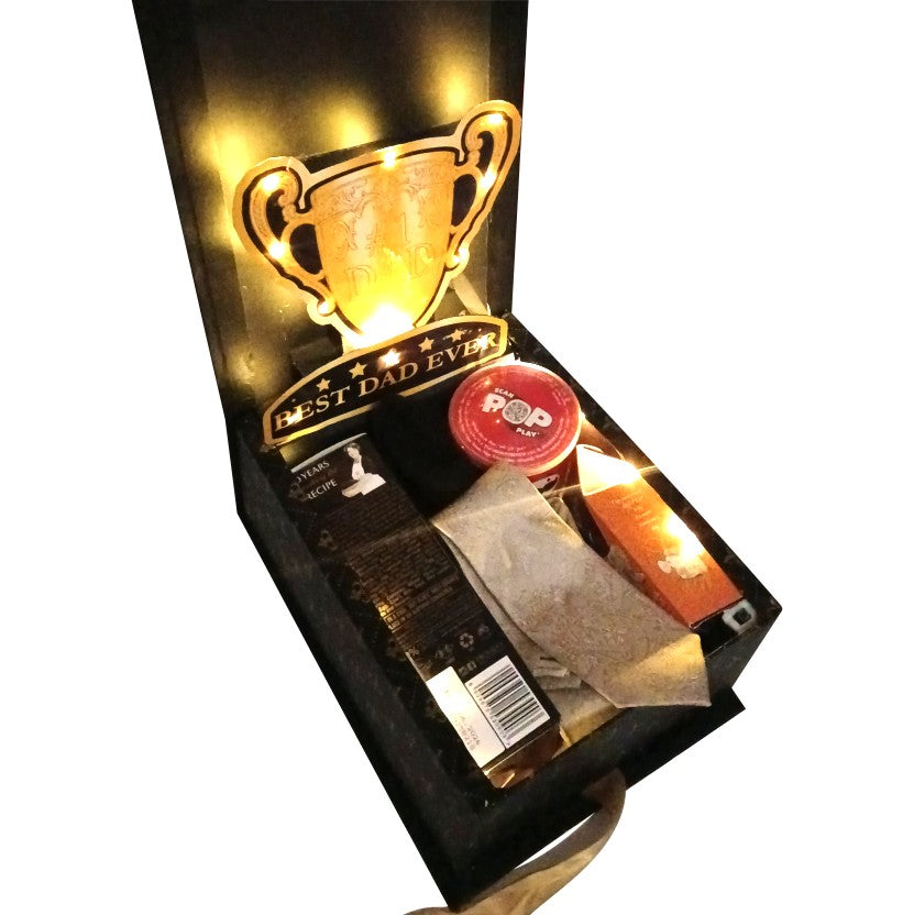 Best Dad Glow | 3D LED Reveal Gift Hamper | Dad Accessories & Snacks | Pop-Up Love