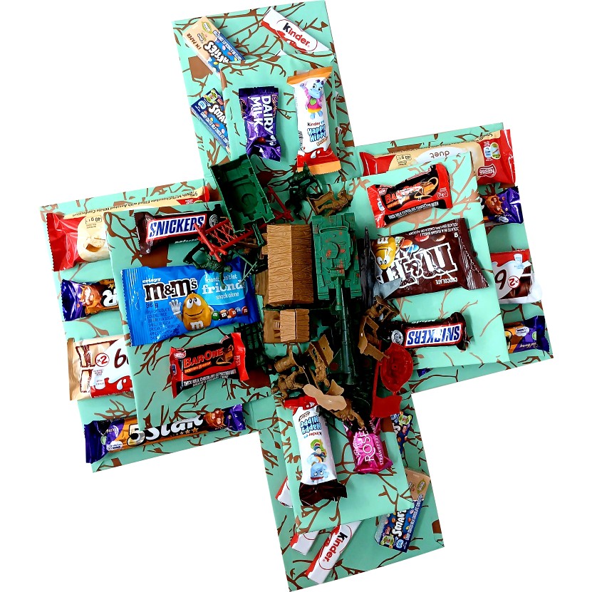 War Chest 2-layer toy and chocolate gift box | Pop-Up Gift Hamper