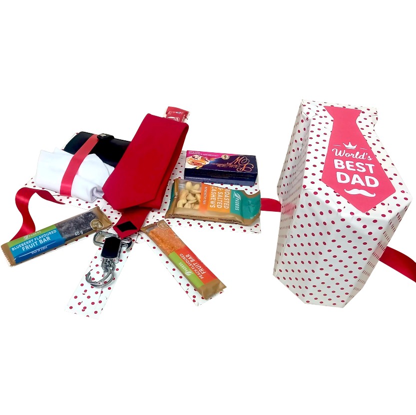 Best Dad Ruby Lux Box | Tie, Accessories & Snack Explosion | Pop-Up Love Hamper