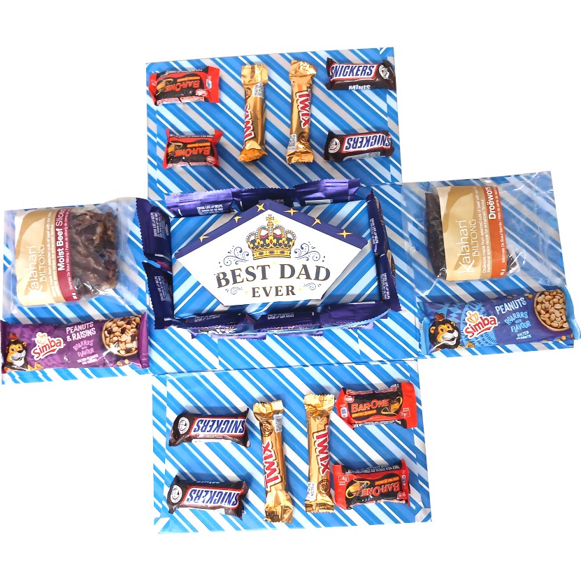 Best Dad Ever | 2-layer Chocolate & Snack Tower Explosion Box | Gift Hamper