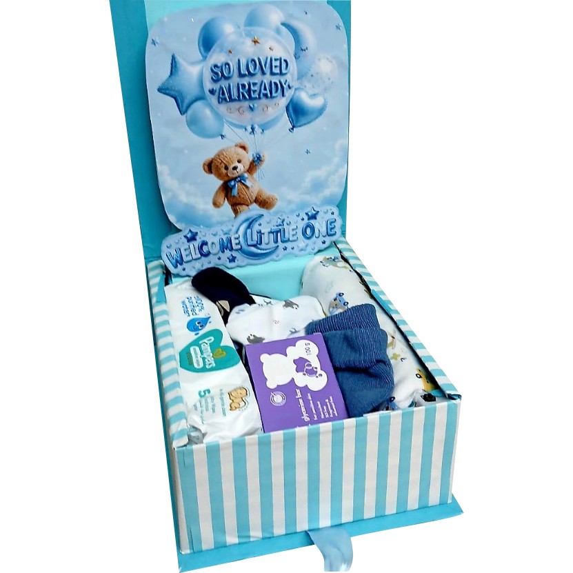 Newborn Glow | 3D LED Reveal Gift Hamper |Baby Boy Essentials | Pop-Up Love
