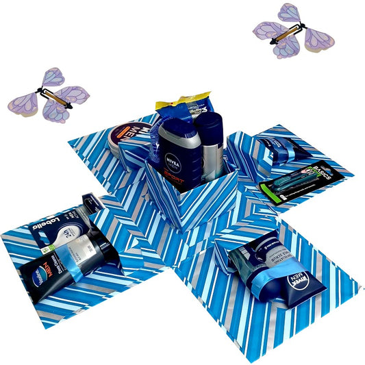 Distinguished Gent | Butterfly, Bath & Self-Care Explosion Box | Pop-Up Gift Hamper