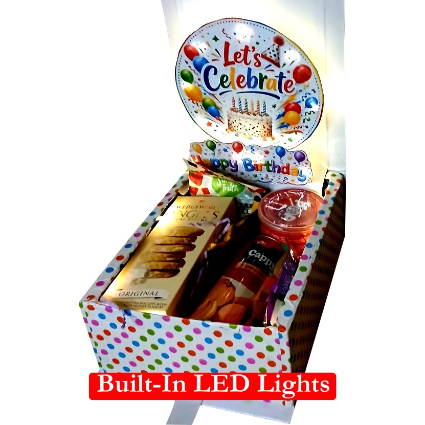 Birthday Glow |3D LED Reveal Gift Hamper| Beverage & Snacks | Pop-Up Love