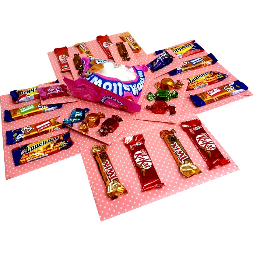 Pink Love | Forever flower & Chocolate 2-Layer Explosion Box | Gift Hamper