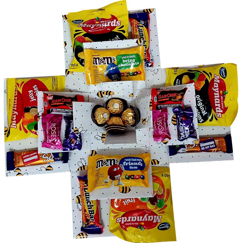 Bees Mini | 3-Layer Sweet & Chocolate Explosion Box | Gift Hamper