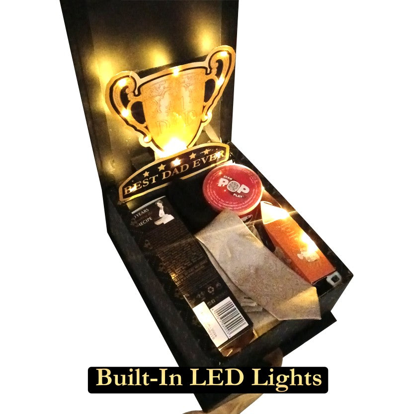 Best Dad Glow | 3D LED Reveal Gift Hamper | Dad Accessories & Snacks | Pop-Up Love