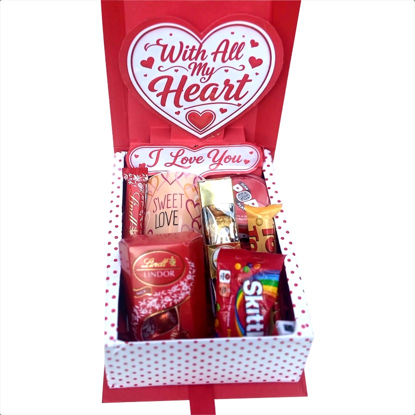 Love glow | 3D LED Reveal Gift Hamper |Chocolate & Treats | Pop-Up Love