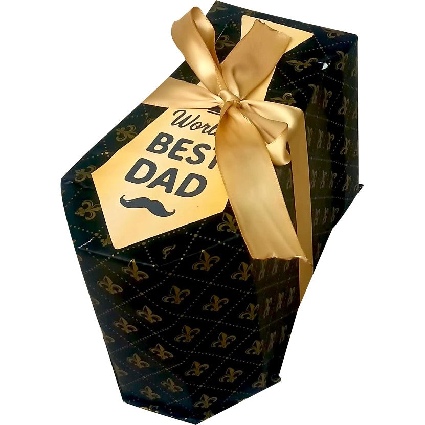 Best Dad | Golden Lux  Box| Tie, Accessories  & Snack Explosion | Pop-Up Love Hamper