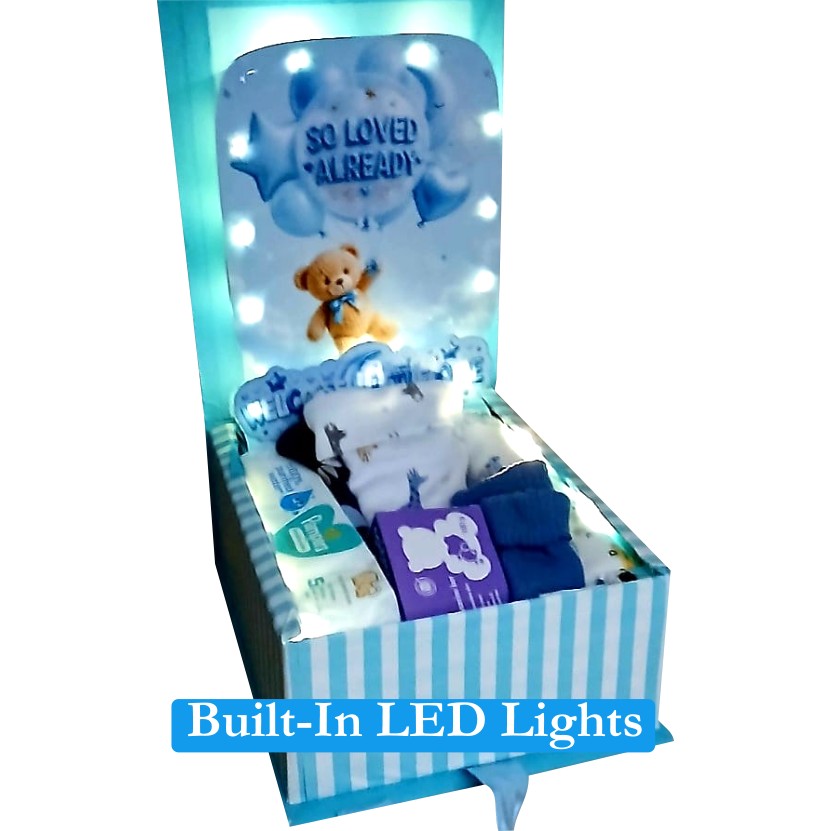 Newborn Glow | 3D LED Reveal Gift Hamper |Baby Boy Essentials | Pop-Up Love