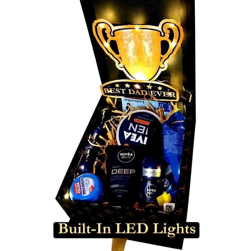Best Dad Glow 3D LED Reveal Gift Hamper | Self Care Essentials | Pop-Up Love