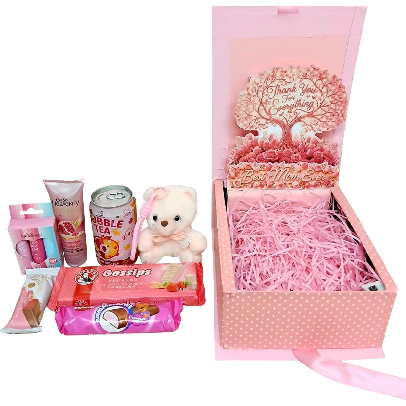 Best Mom Ever 3D LED Reveal Gift Hamper Treats and Essentials Pop-Up Love