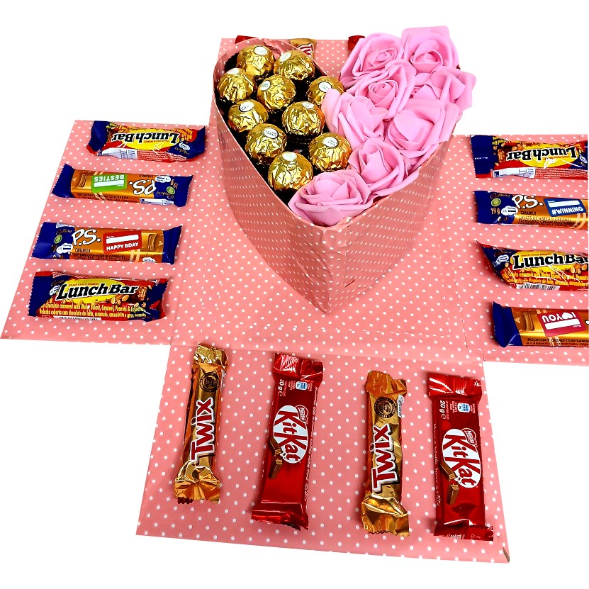 Pink Love | Forever flower & Chocolate 2-Layer Explosion Box | Gift Hamper
