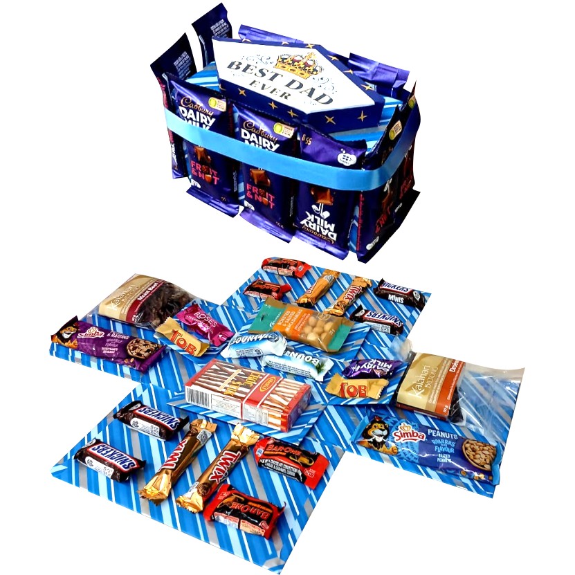 Best Dad Ever | 2-layer Chocolate & Snack Tower Explosion Box | Gift Hamper