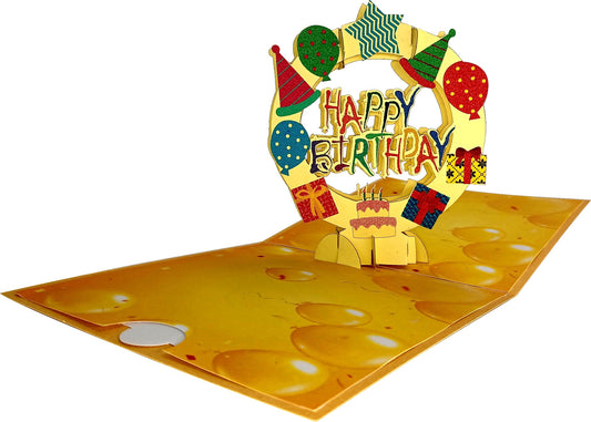 Circular Happy Birthday 3D Pop-Up Greetings Card