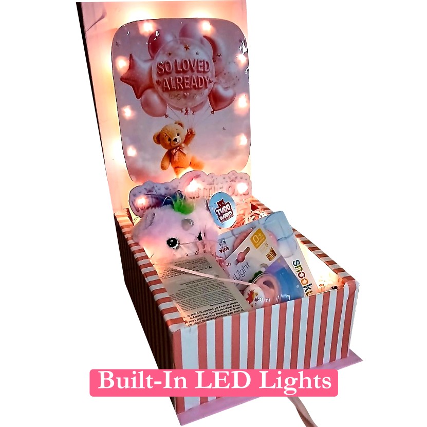 Newborn Glow 3D LED Reveal Gift Hamper Baby Girl Accessories | Pop-Up Love