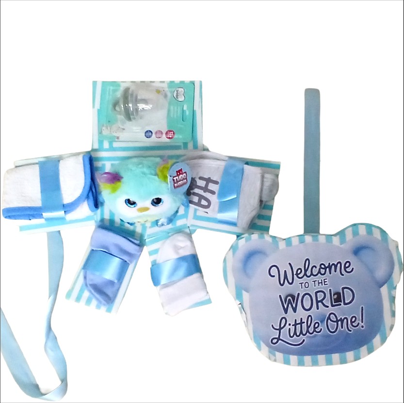 Teddy-Shaped Explosion Box | Baby Boy Shower Gift Hamper | Pop Up Love