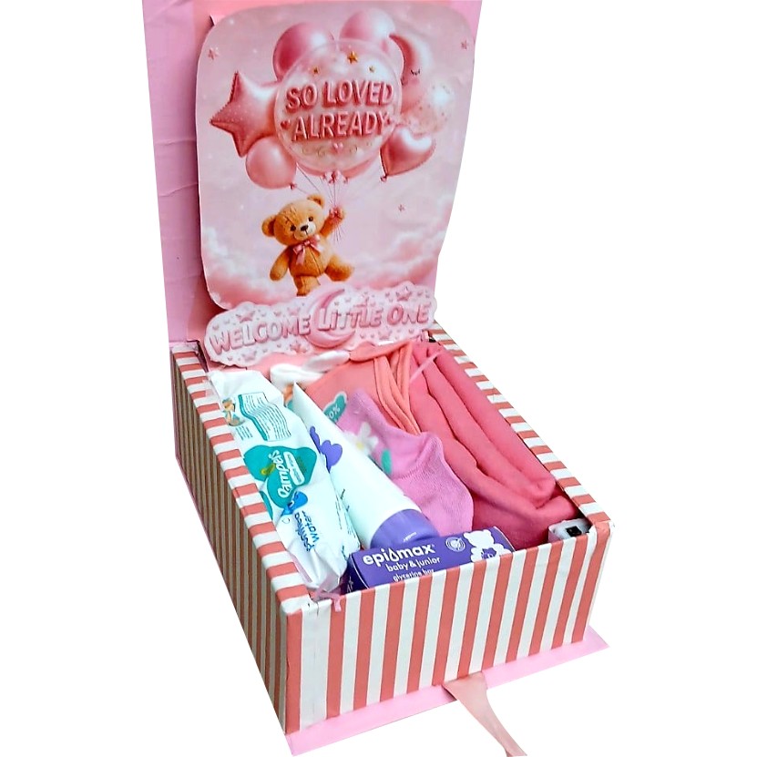 Newborn Glow 3D LED Reveal Gift Hamper Baby Girl Accessories | Pop-Up Love