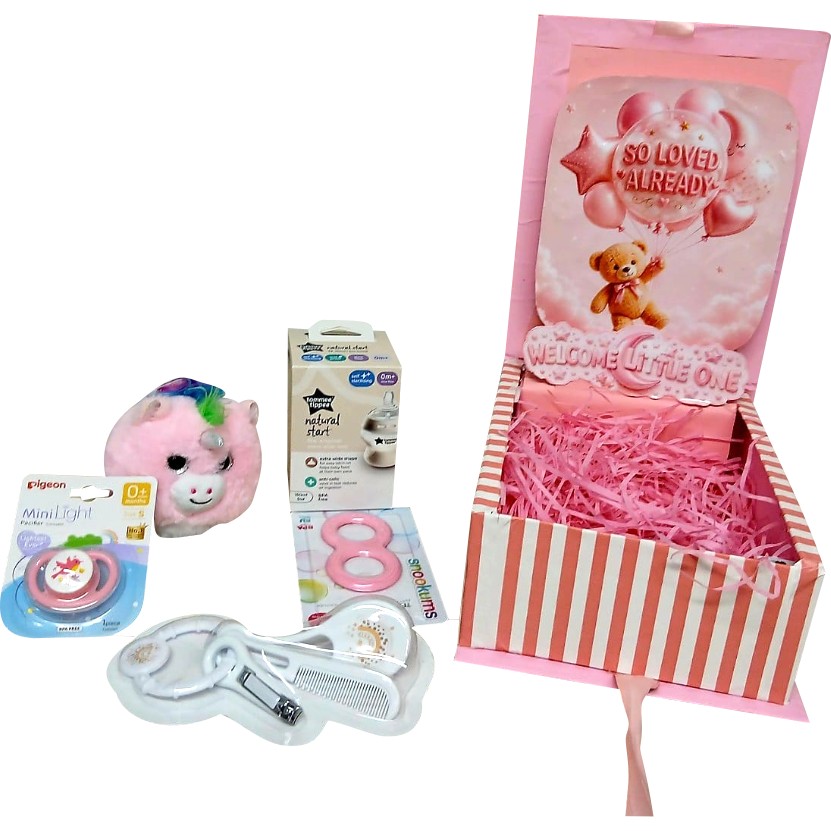 Newborn Glow 3D LED Reveal Gift Hamper Baby Girl Accessories | Pop-Up Love