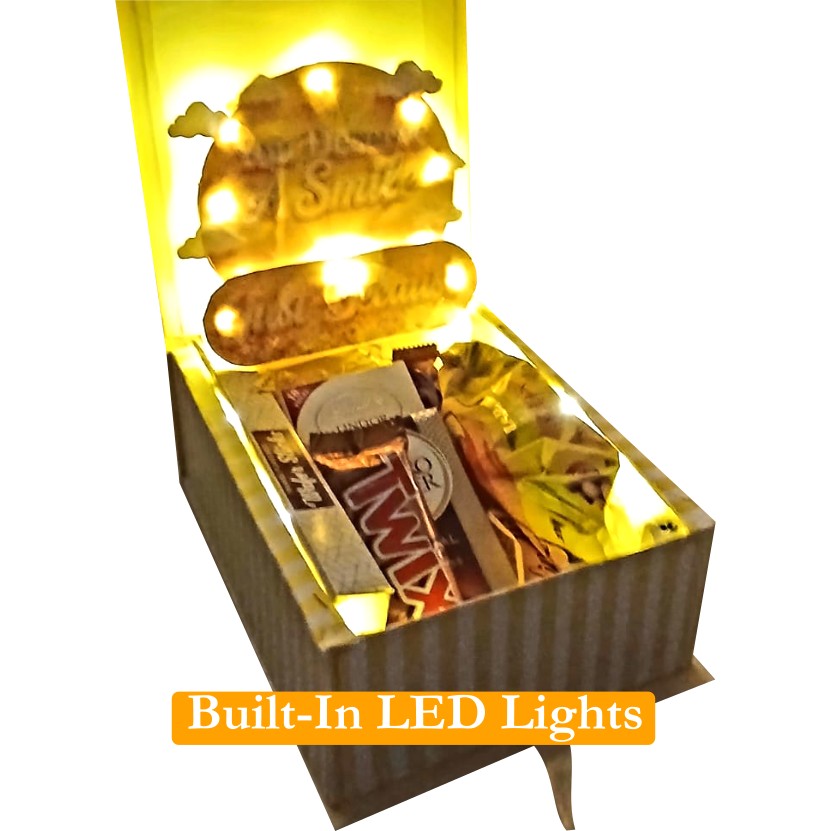 Just Because Glow | 3D LED Reveal Gift Hamper | Choc and Treats | Pop-Up Love