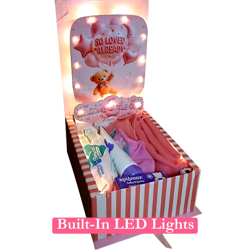 Newborn Glow |3D LED Reveal Gift Hamper | Baby Girl Essentials Pop-Up Love