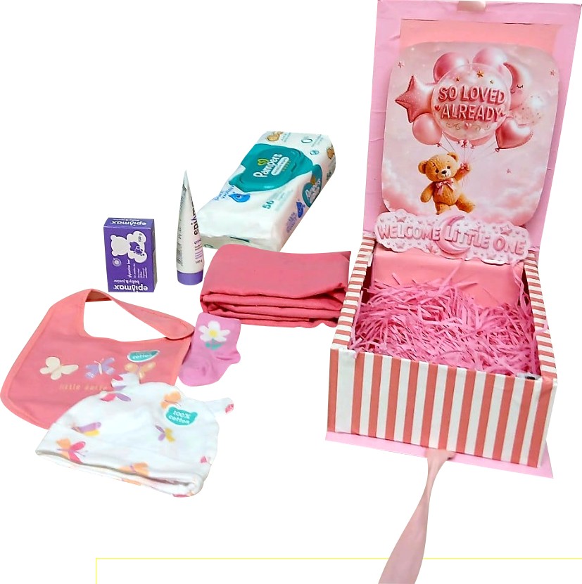 Newborn Glow |3D LED Reveal Gift Hamper | Baby Girl Essentials Pop-Up Love